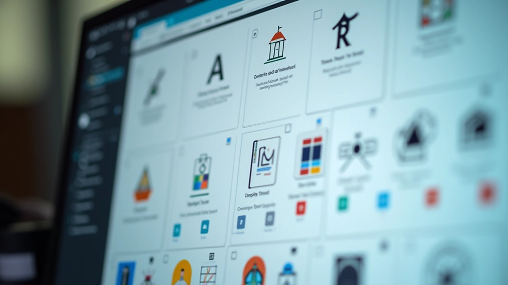 Close-up of digital design work showing icon grid with multiple variations and refinement sketches